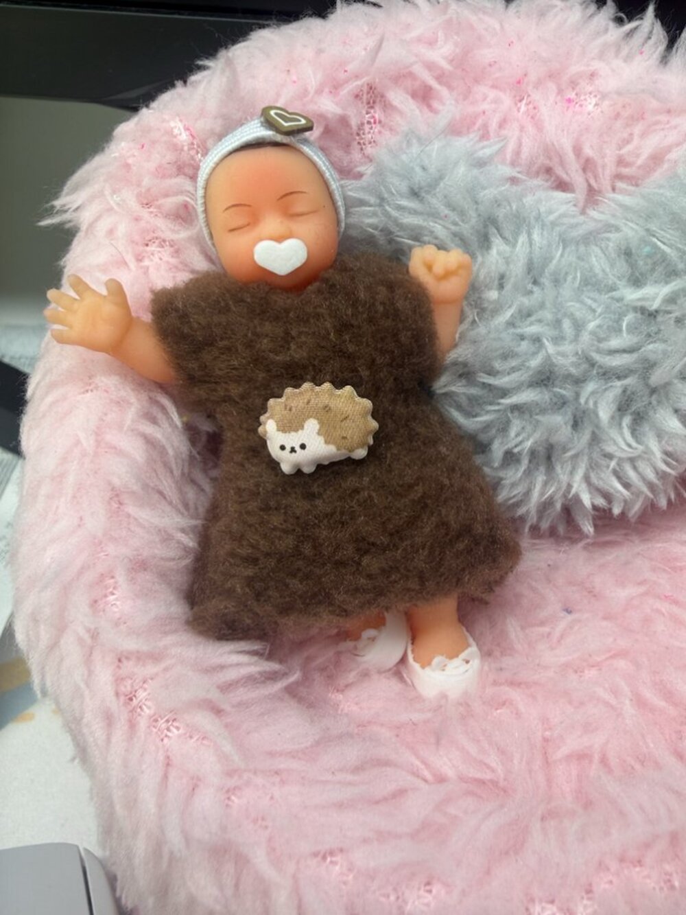 Plush Nightgown + Headband | 2.5 Inch Baby Doll Clothes |Soft Fuzzy Pajama Dress